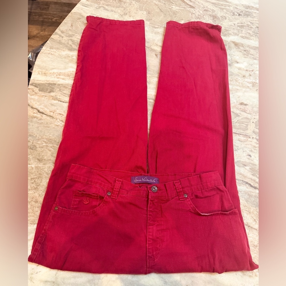 Gloria Vanderbilt Amanda Red Pants Women’s Size 12 Stretch Straight Leg